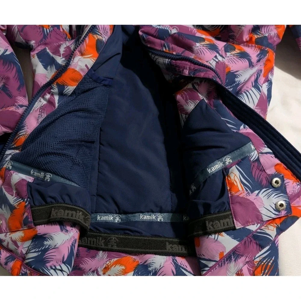 Kamik Youth Girls Winter Jacket Size 10‎ Feather Print Insulated Full Zip